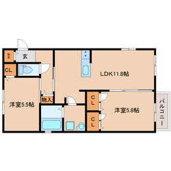 築山駅 徒歩3分 2階の物件間取画像